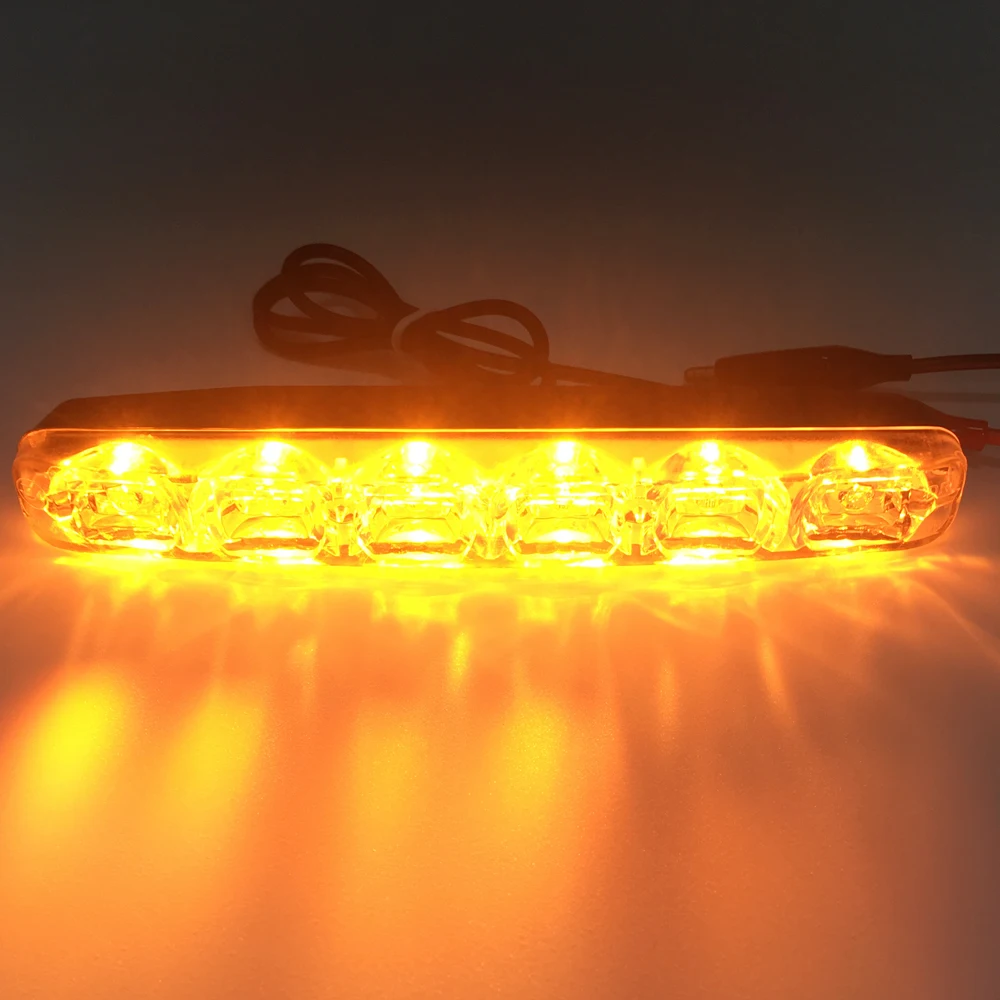 6LED струящийся желтый супер яркий сигнал поворота DRL 12V 24V Универсальный