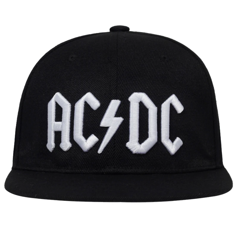 Новинка, бейсболка с вышитыми буквами AC/DC, бейсболка в стиле рок, хип-хоп, Снэпбэк кепки для мужчин и женщин, модная кепка, повседневные шляпы для диджея, рок, папы