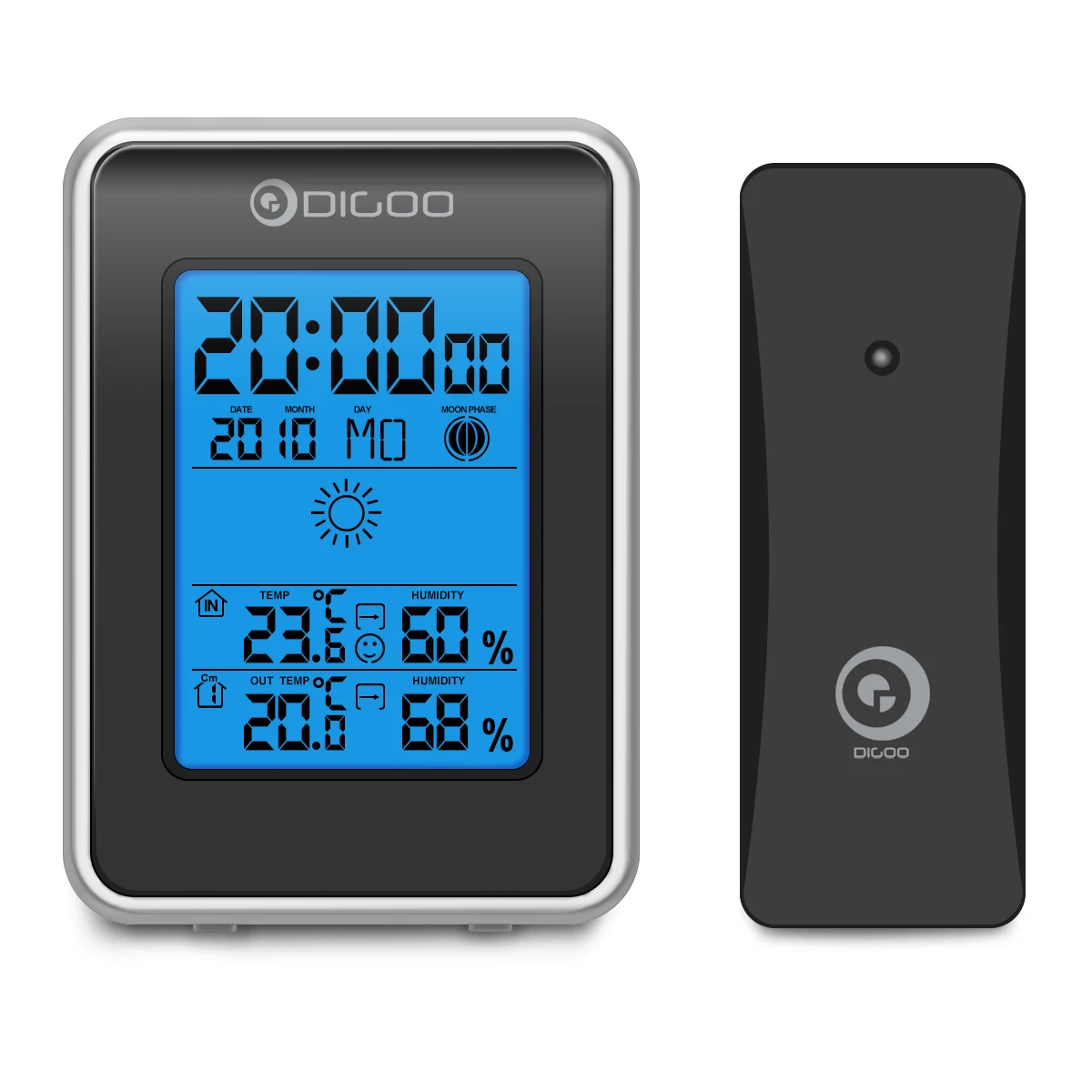 

Digoo DG-TH1981 Digital LCD Hygrometer Thermometer Weather Station Blue Backlit Outdoor Forecast Sensor Clock