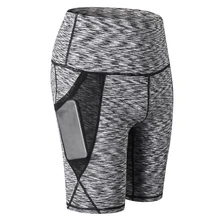 Женские Спортивные Компрессионные колготки для спортзала, йоги, сетчатые короткие леггинсы с карманами, спортивная одежда для фитнеса, обтягивающие леггинсы для бега, фитнеса