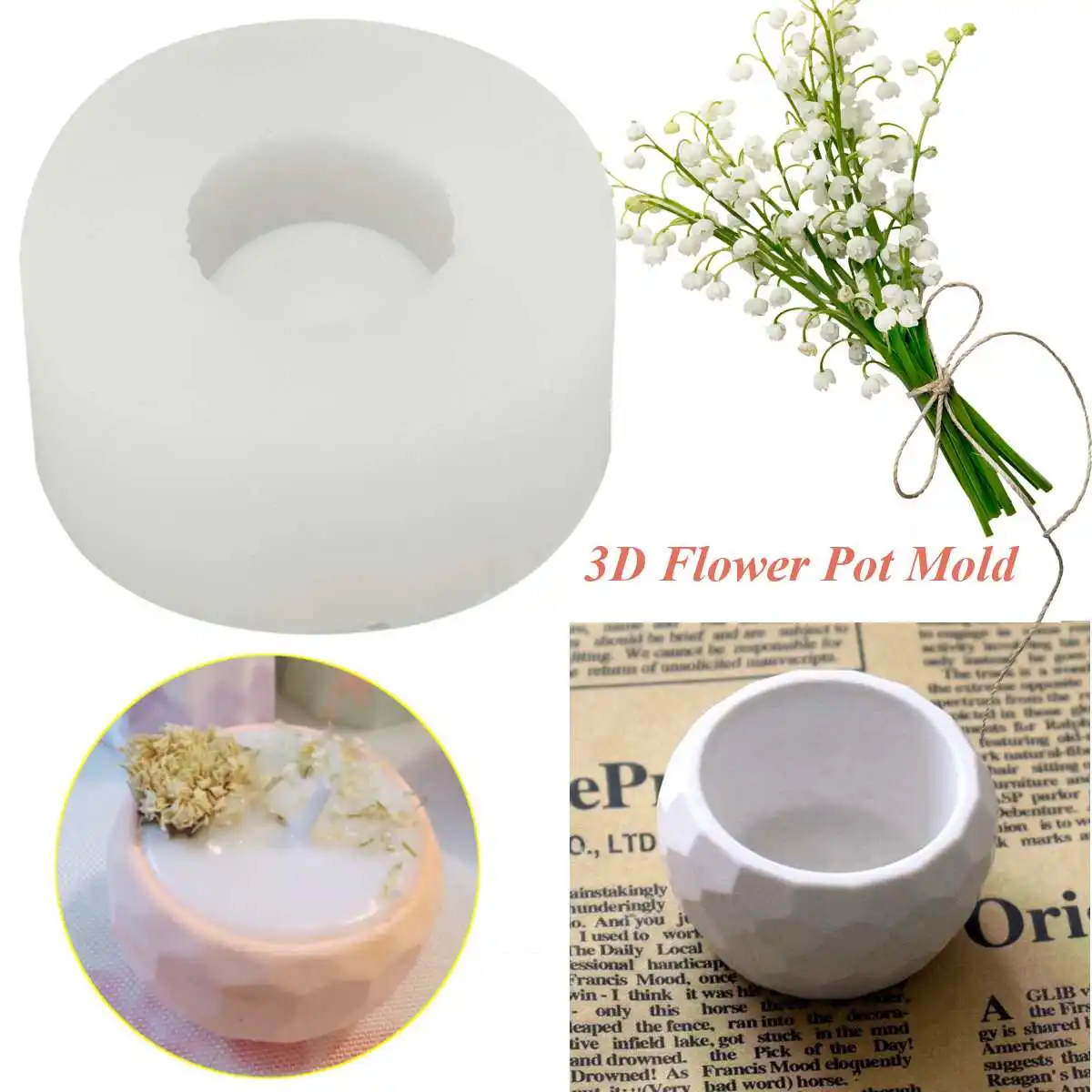

Silicone Mold Geometric Polygonal Concrete Flower Pot Vase Mould Office Decoration DIY Clay Cementsilica Silicone Mold