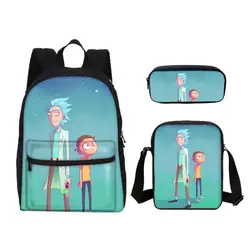 Рик и Морти Мода Рюкзак Школьная Сумка повседневное подростков 3D печать школьные дорожные сумки для ноутбуков для детей Подарки