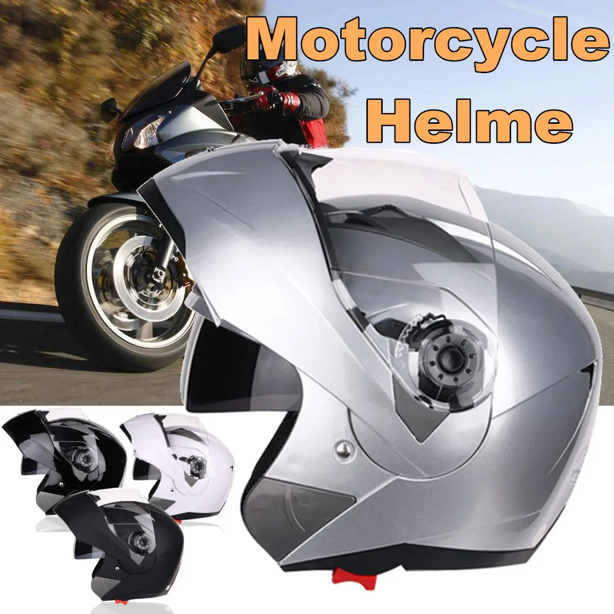 

Full Face Helmet Modular Flip Up Front Motorcycle Motorbike Helmet Sun Visor Protective Gears 4 Colors Motorcycle Accessories