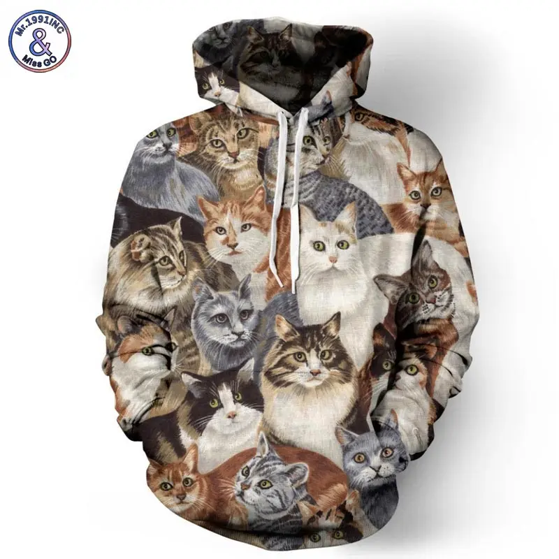 

Mr.1991INC Cap Hoodies Men/Women Sweatshirts Brand 3d Jacket Print Cats Animals Men Hoodies Hooded Lovely Tracksuits Hoody