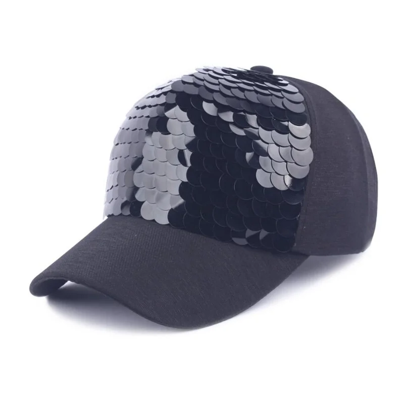 

New Fashion black Snapback Baseball Cap cotton Gorras Caps Hats Woman Sequin Hip Hop Hats For Men Women