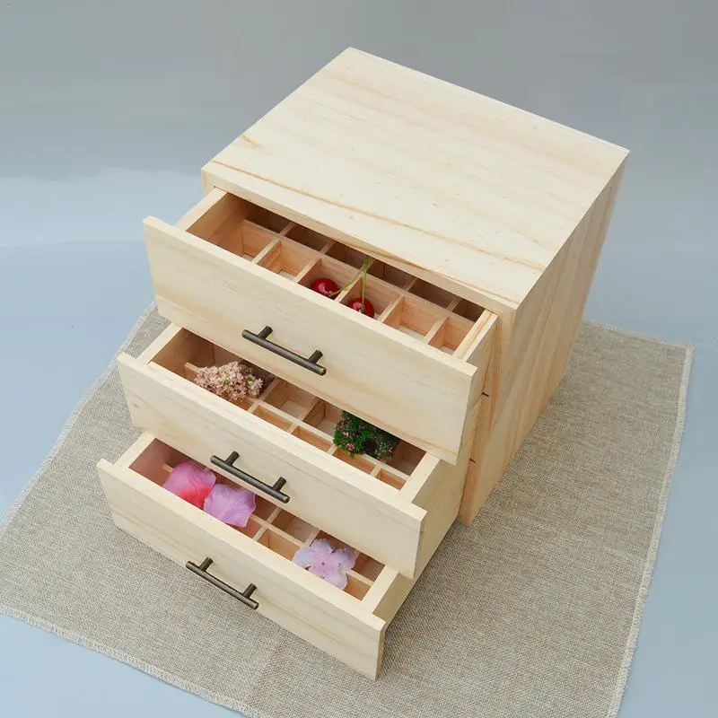 

New Arrival Three Layers 96 Compartment Essential Oil Bottle Display Stand Holder Storage Wooden Box Hot Household Organizer