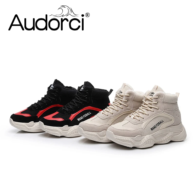 

Audorci 2018 Winter Fashion Women Lace Up Flats Shoes Woman Outdoor Keep Warm Shoes Female Casual Shoe Size 35-40 With Fur