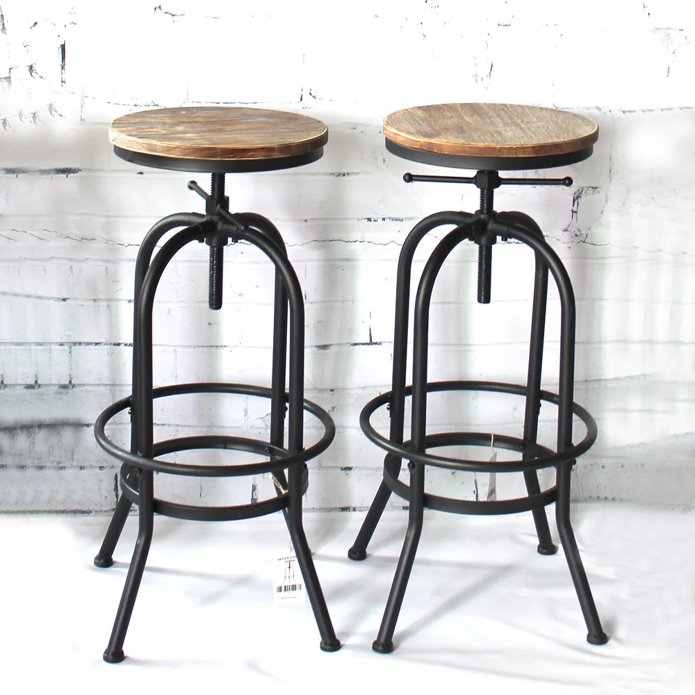 iKayaa bar Chairs Industrial Style Height Adjustable Swivel Bar Stool Natural Pinewood Top Kitchen Dining Breakfast Chair iKayaa bar Chairs Industrial Style Height Adjustable Swivel Bar Stool Natural Pinewood Top Kitchen Dining Breakfast Chair