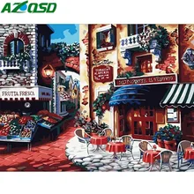 Azqsd улица из масляной живописи Краски ing по номерам Ресторан Краски холст картины DIY пейзажа ручная Краски ed современный SZYH6011