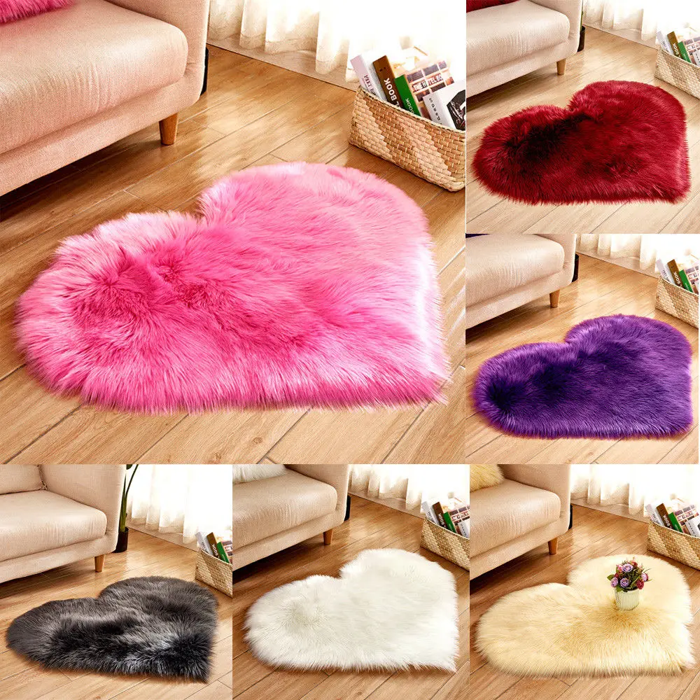 

Heart-shaped Plush Rugs Anti-Skid Area Rug Dining Room Carpet Floor Mat Home Bedroom Decor Rugs