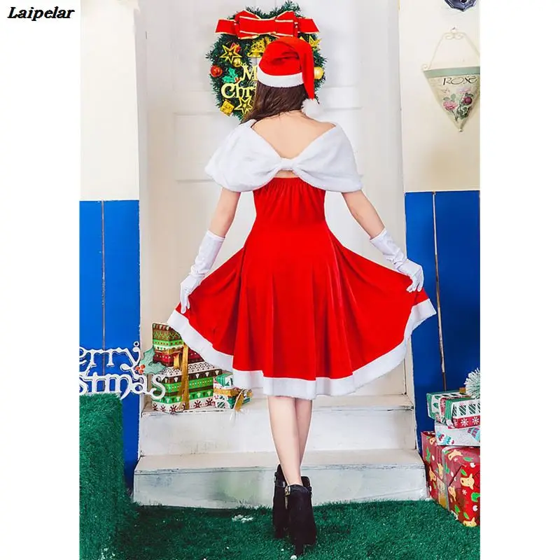 Женский милый костюм Санта-Клауса, рождественское платье, маскарадное платье для женщин, нарядное платье на Хэллоуин, для взрослых, Санта-Клаус, рождественский стиль
