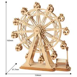 Robotime Diy 3D лазерной резка Деревянный Колесо обозрения головоломки подарок для игры для детей модель здания наборы популярные игрушки Tg401