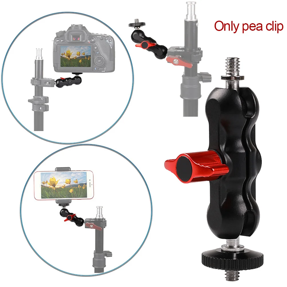 

Bracket Multi-function Install Camera Monopods LED Light Arm Standard For Monitors Head Adapter Ballhead Double Ball Adapter