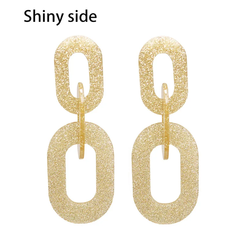 

Peadrglf New Fashion Brand Jewelry Acrylic Link Stud Earrings Shiny Summer Style Big Gift Earrings