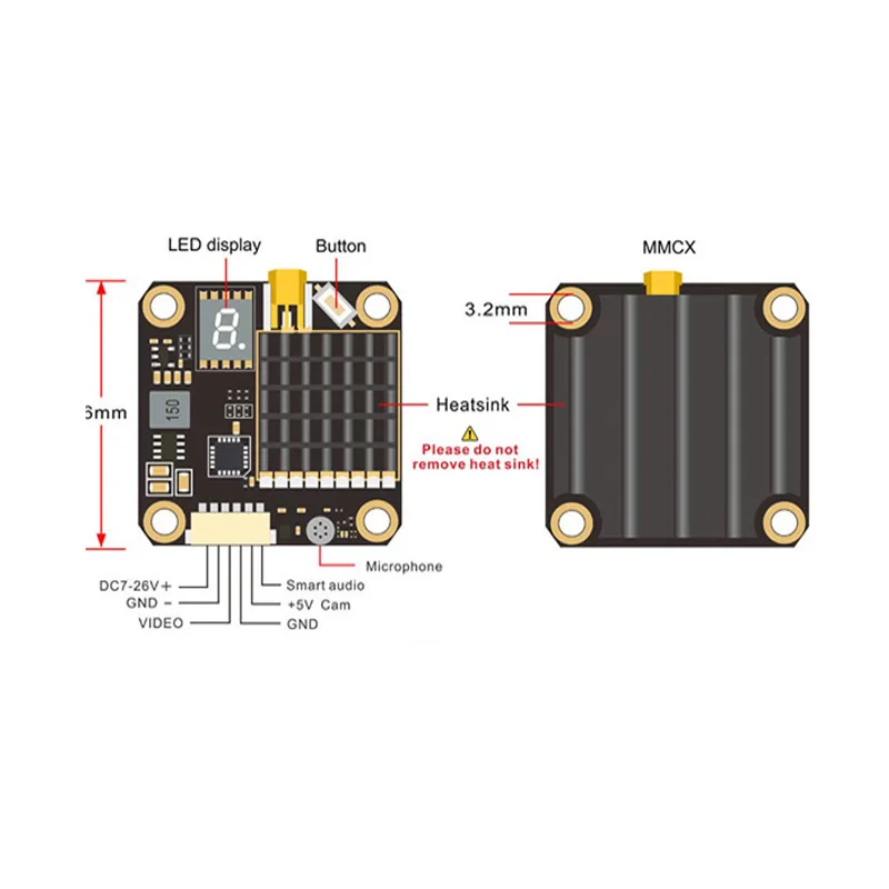 АКК FX2-Dominator 250 мВт/500 МВт/1000 мВт/2000 МВт перешли Smart Audio 5,8 ГГц 40CH fpv-передатчик Raceband отправителя и микрофон для RC Drone