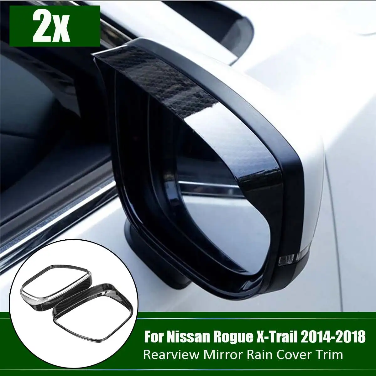 

Rearview Mirror Cover for Nissan Rogue X-Trail 2014-2018 Carbon Fiber Rear View Mirror Frame Rain Eyebrow Sun Shade Car styling