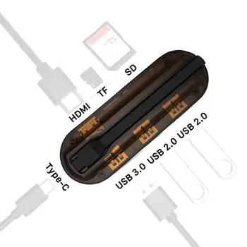 

Universal 7-in-1 USB Type C Hub Adapter with 4K USB C to HDMI USB-C PD 3.0 TF Card Support for USB Type C Interface Notebook