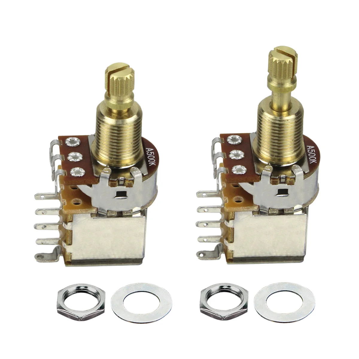 

FLEOR 2PCS Guitar Potentiometer Audio Taper A500K Push Push Potentiometer Switch Tone Control Copper Long Split Shaft