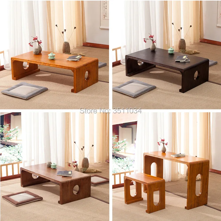 New Japanese Tea Table Rectangle 60x40x30cm Asian Antique Furniture Living Room Oriental Traditional Wooden Floor Low Side Table