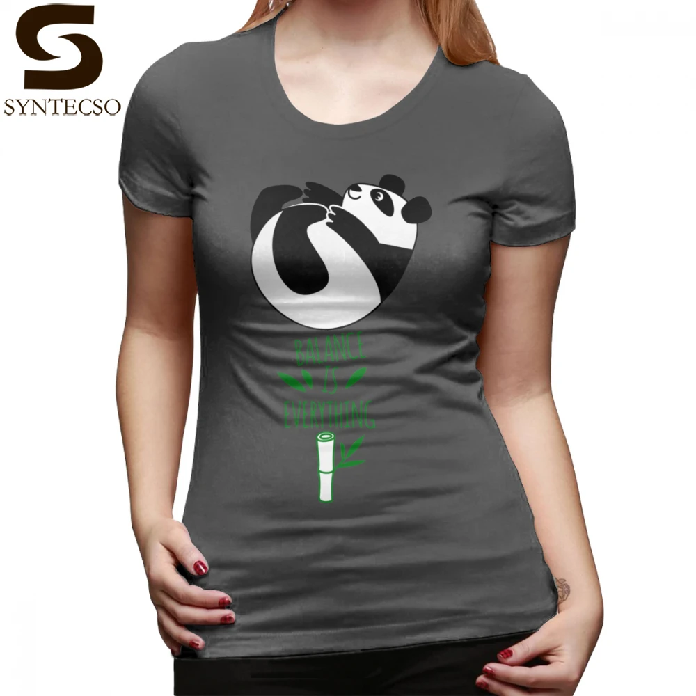 

Motivation T-Shirt Balance Is Everything Tumbling Panda T Shirt Cotton O Neck Women tshirt Pattern Oversize Ladies Tee Shirt