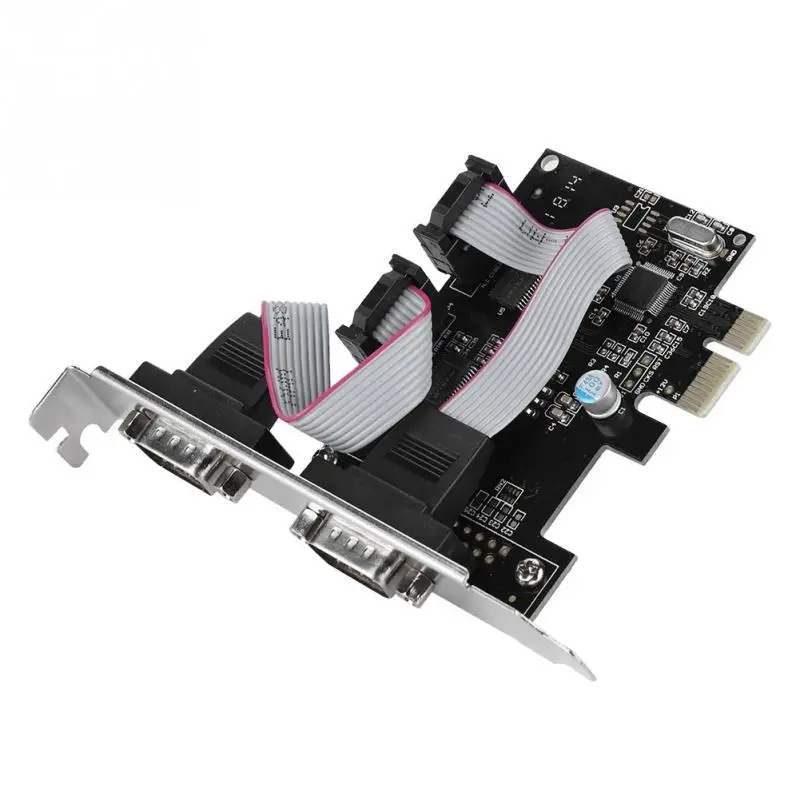PCI E к RS232 2 портовый последовательный порт конвертер Экспресс контроллер адаптер
