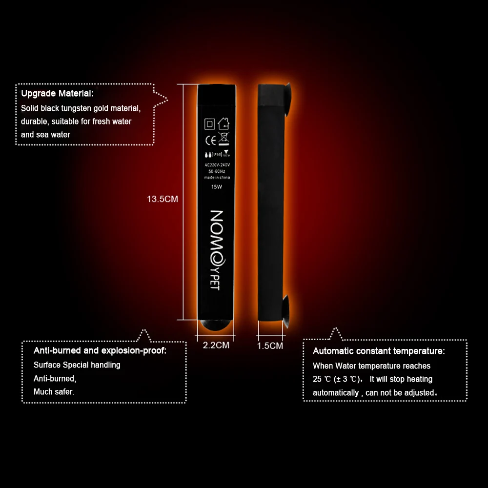 NOMOYPET мини 15/25 Вт Аквариум Нагреватель черепаха бак нагревательный стержень Анти-взрыв регулятор температуры для 10/20л аквариум 220-240 В