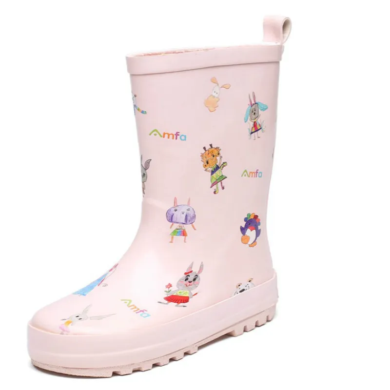 

Kids Rain Boots Coloured Graffiti Rubber Shoes Waterproof Antiskid Mid-calf Kids Infant Slip-on Boots