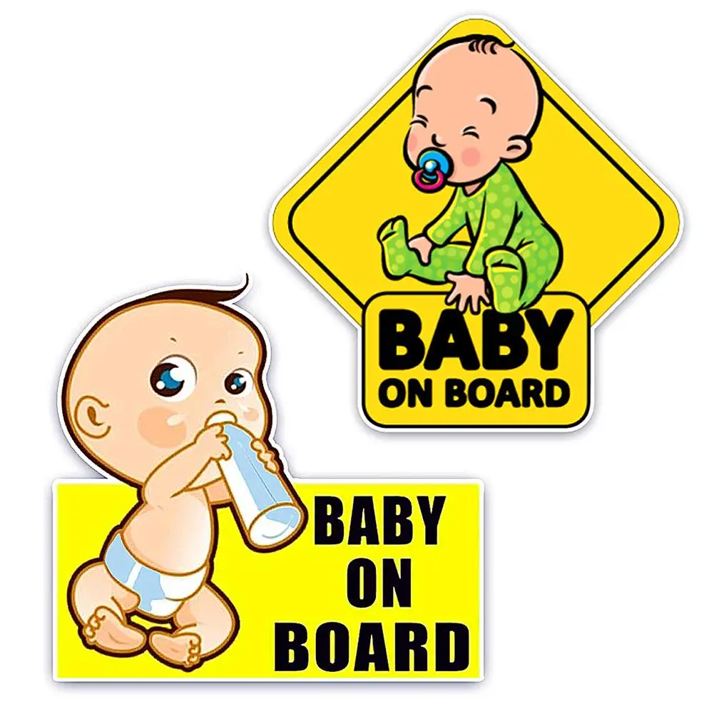 

Lovely Car Sticker Cartoon Baby Drinking Milk Pattern Sticker Color Reflective Warning Sticker Waterproof Sunscreen Decoration