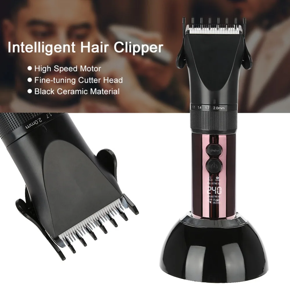 

LCD Electric Hair Clipper 360 degrees Charging Base Intelligent Professional Haircut Trimmer a