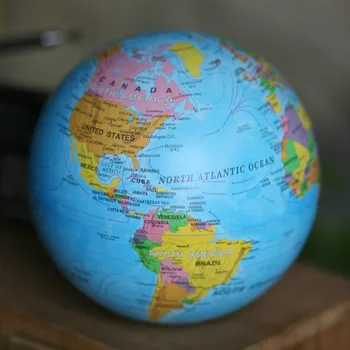 

Vintage Plastic English Version LED Rotating World Globe with Light By Battery Home Decoration Furnishing Articles Children Gift