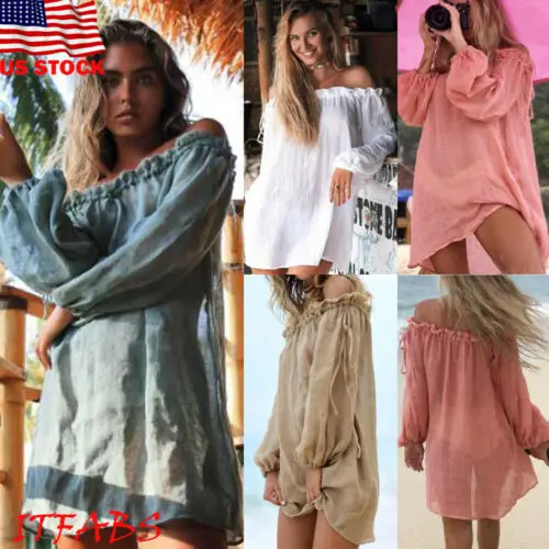 

2019 Women Girl Bathing Suit Lace Crochet Bikini Cover Up Swimwear Summer Beach Dress