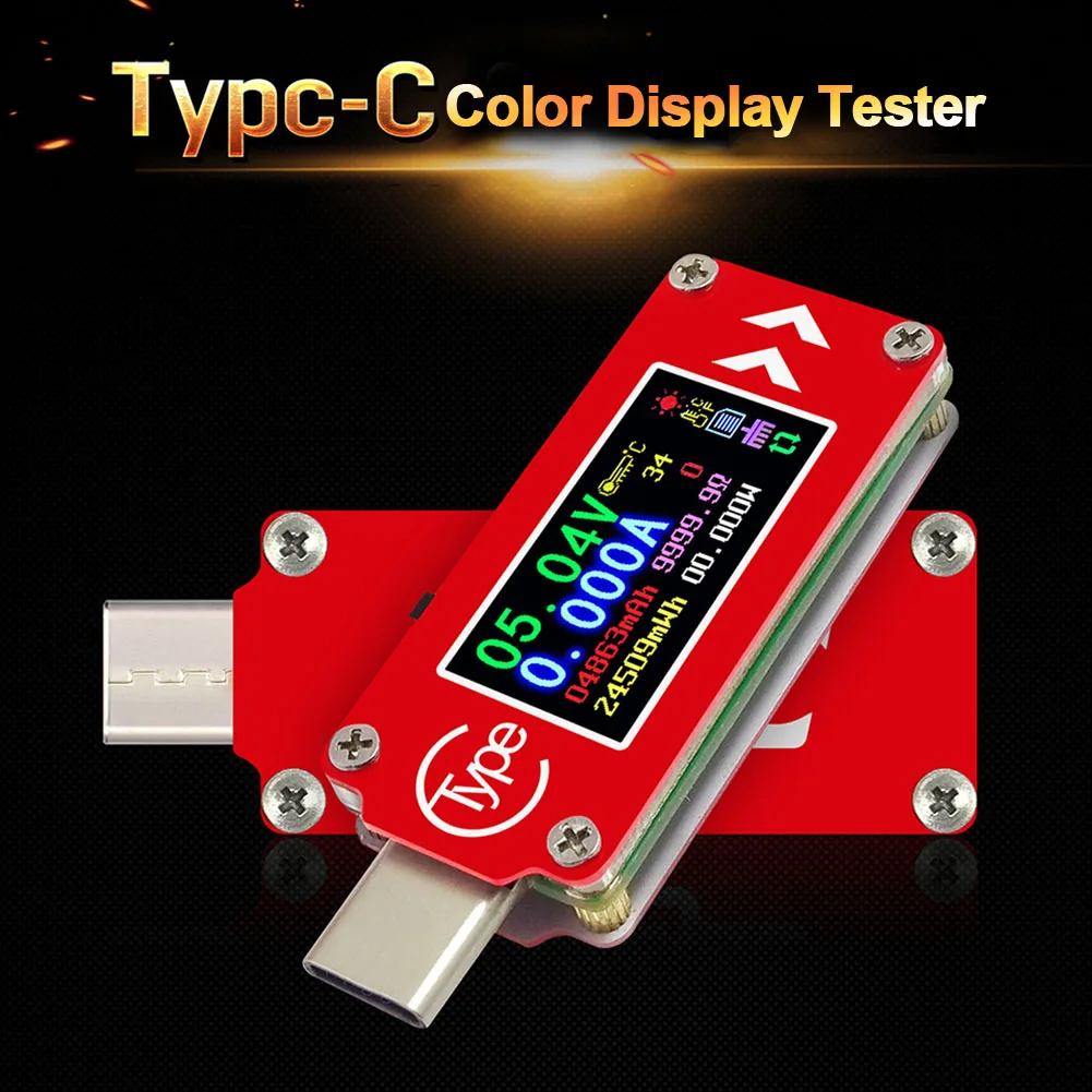 

Voltage Ammeter Type-C Tester Fast Charge USB Tool PD Current Meter Temperature Measurement High Precision Color Screen Capacity