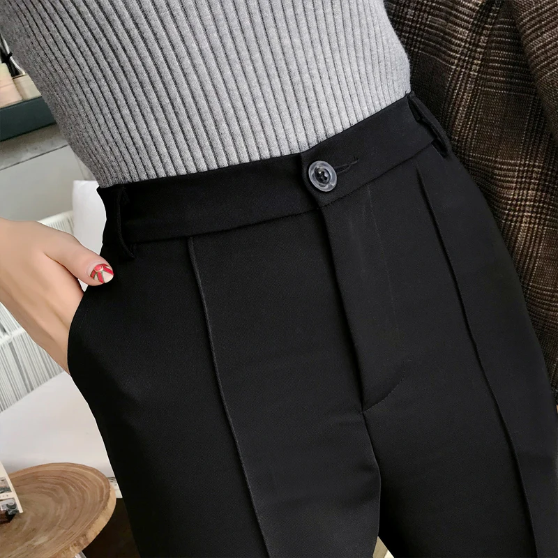 2019 Spring Wide Leg Pants Women Casual Trousers ankle length pant Ladies streetwear female pants black 2019 Spring Wide Leg Pants Women Casual Trousers ankle length pant Ladies streetwear female pants black