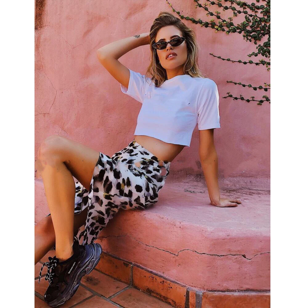 

Ladies Casual Party Clubwear Empire Knee-Length Skirt Women Summer Sexy Leopard Print Skirts