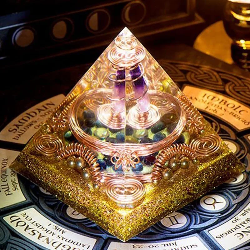 Пирамида из натурального кристалла AURA REIKI Orgonite магнитное поле конвертер изгонние