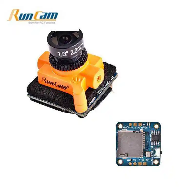 

Runcam Micro Swift 3 + Mini DVR Remote Control 4:3 600TVL CCD Mini FPV Camera 2.1mm/2.3mm M8 Lens PAL/NTSC OSD Configuration