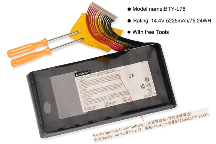  KingSener BTY-L78 New Laptop Battery For MSI GT62 GT62VR GT80 GT80S GT73 GT83 GT73VR GT83VR 6RE-026