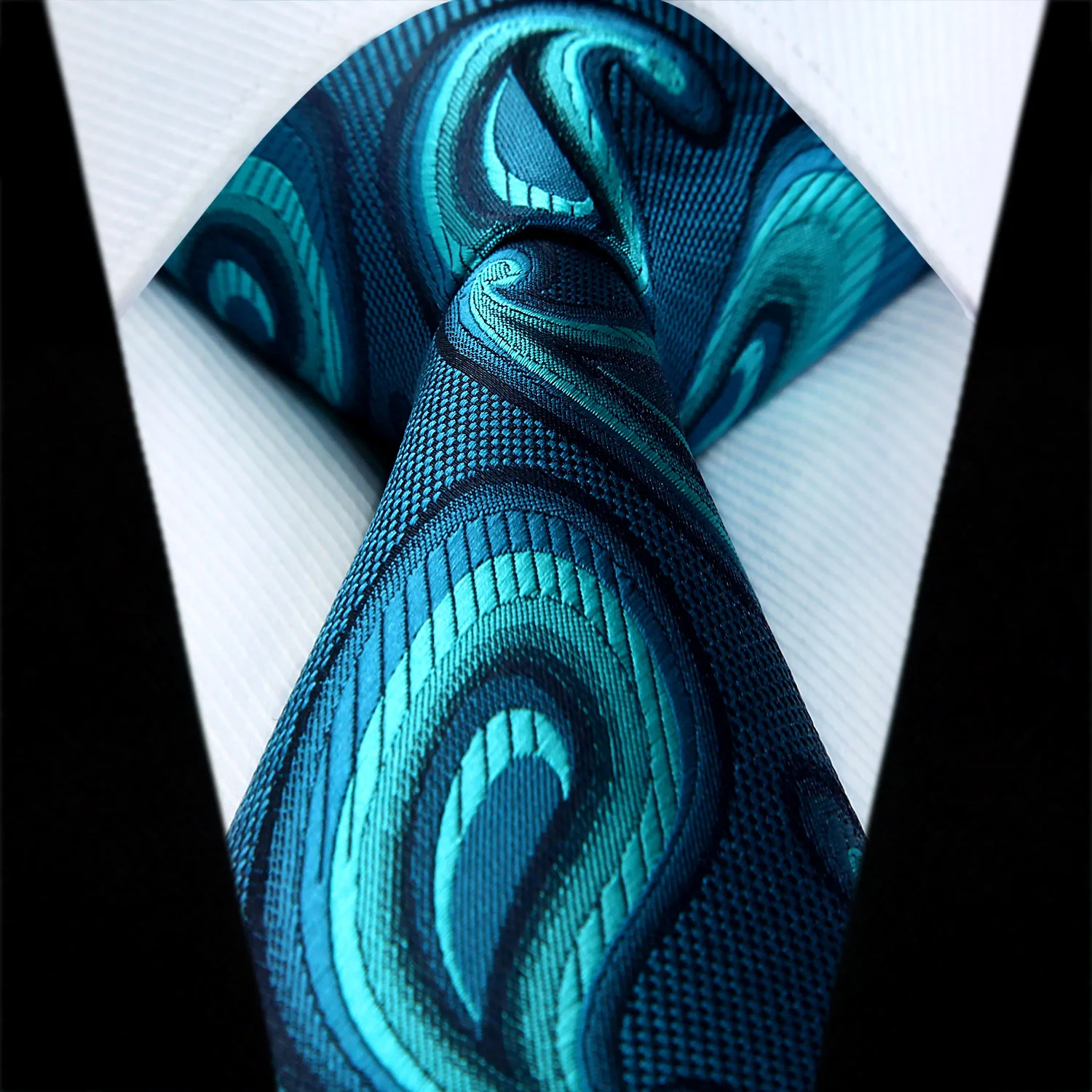  New Paisley Aqua Mens Tie Woven Silk Necktie Handkerchief Set TP948Q8S Party Wedding Classic Fashio