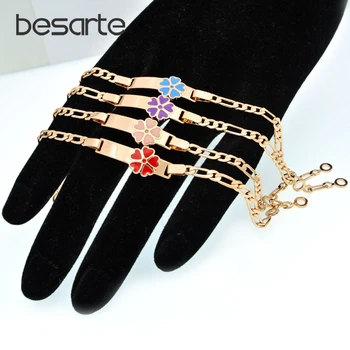 

6PCS/Lot Colorful Heart Kids Bracelets Baby Jewelry Baptism Gold Bracelet Bebe Pulseras Bracciali Bambino Child Armband B0929