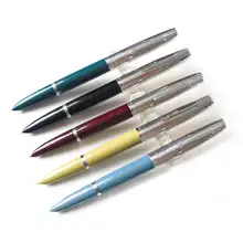 Wing Sung 613 0,5 мм Тонкий 12 к Золотой наконечник Классическая антикварная вакуумная авторучка металл+ ABS Корпус серебряный колпачок Студенческая ручка для письма