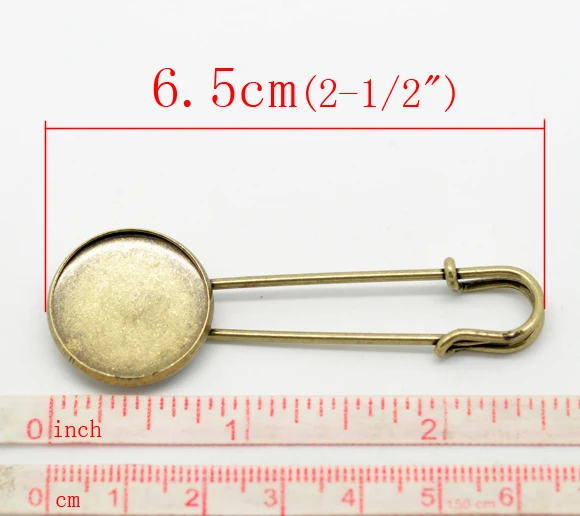 Из античной бронзы с кабошоном безопасные булавки броши 6 5x2 2 см (подходит 20 мм)