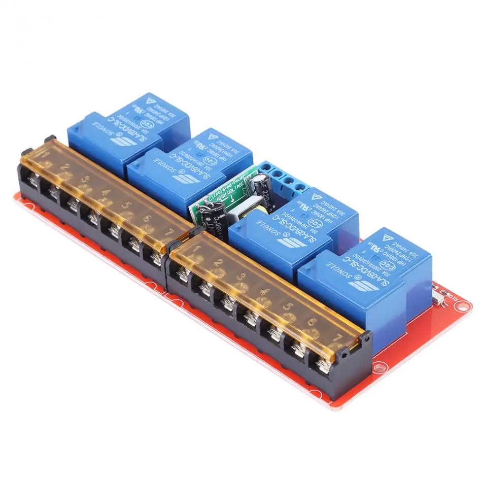 AC 100 250V 30A 4 Канальный Релейный Высокий/Низкий уровень триггера модуль