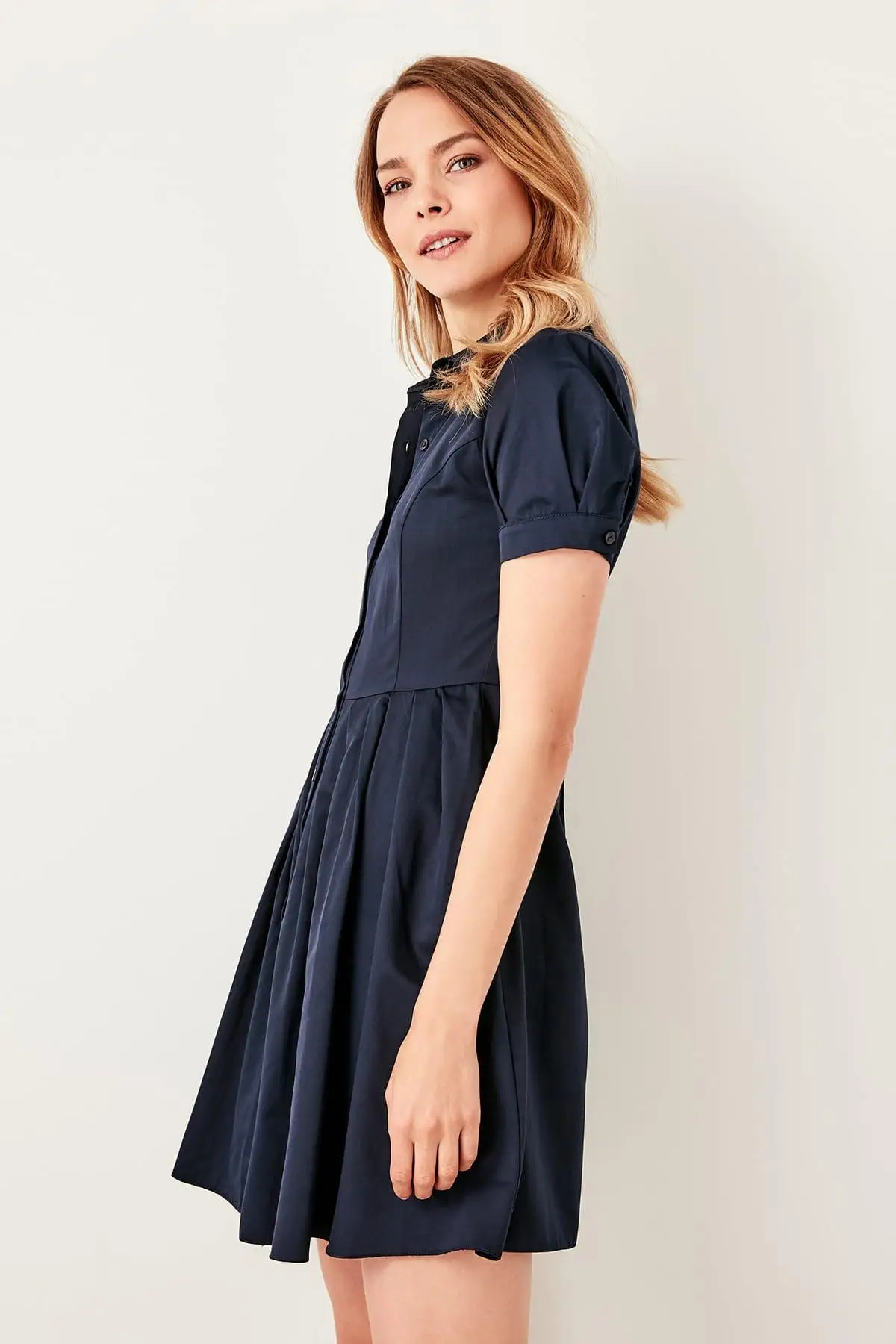 

Trendyol Navy Blue Button Detail Dress TWOSS19WX0055