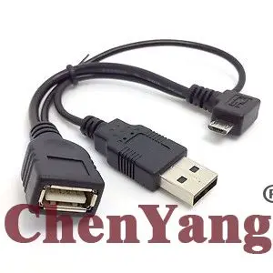 

10pcs/lot Right Angled 90degree Micro USB OTG Cable w Power for i9100 i9300 i9220 N7100