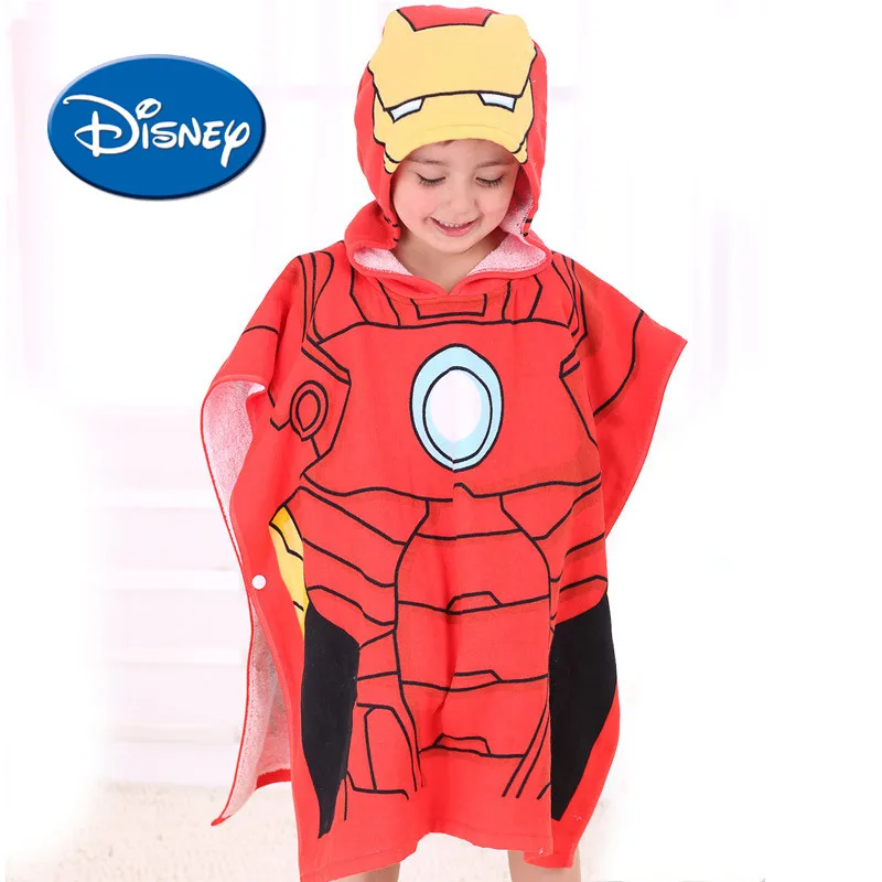 

Disney Iron Man Baby Bath Towel Children Hooded Cotton Cloak Baby Kids Boy Cartoon Swimming Beach Towel Toddler Robe