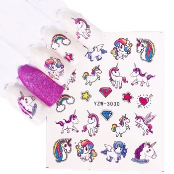 

Cartoon Unicorn Nail Art Sticker Nailart Water Decals Charms Manicure Kawaii Japanese 3d Gel Decorations Kids Girls Supply