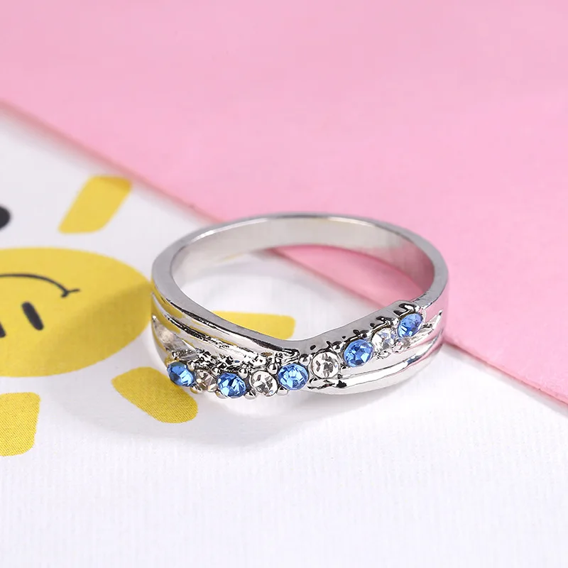 Mossovy Cross Two-color Cubic Zirconia Engagement Ring for Female Fashion Popular Rhinestone Wedding Rings for Women Jewelry