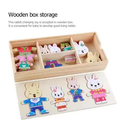 Детские деревянные головоломки игра-головоломка кролик сменная одежда детские игрушки