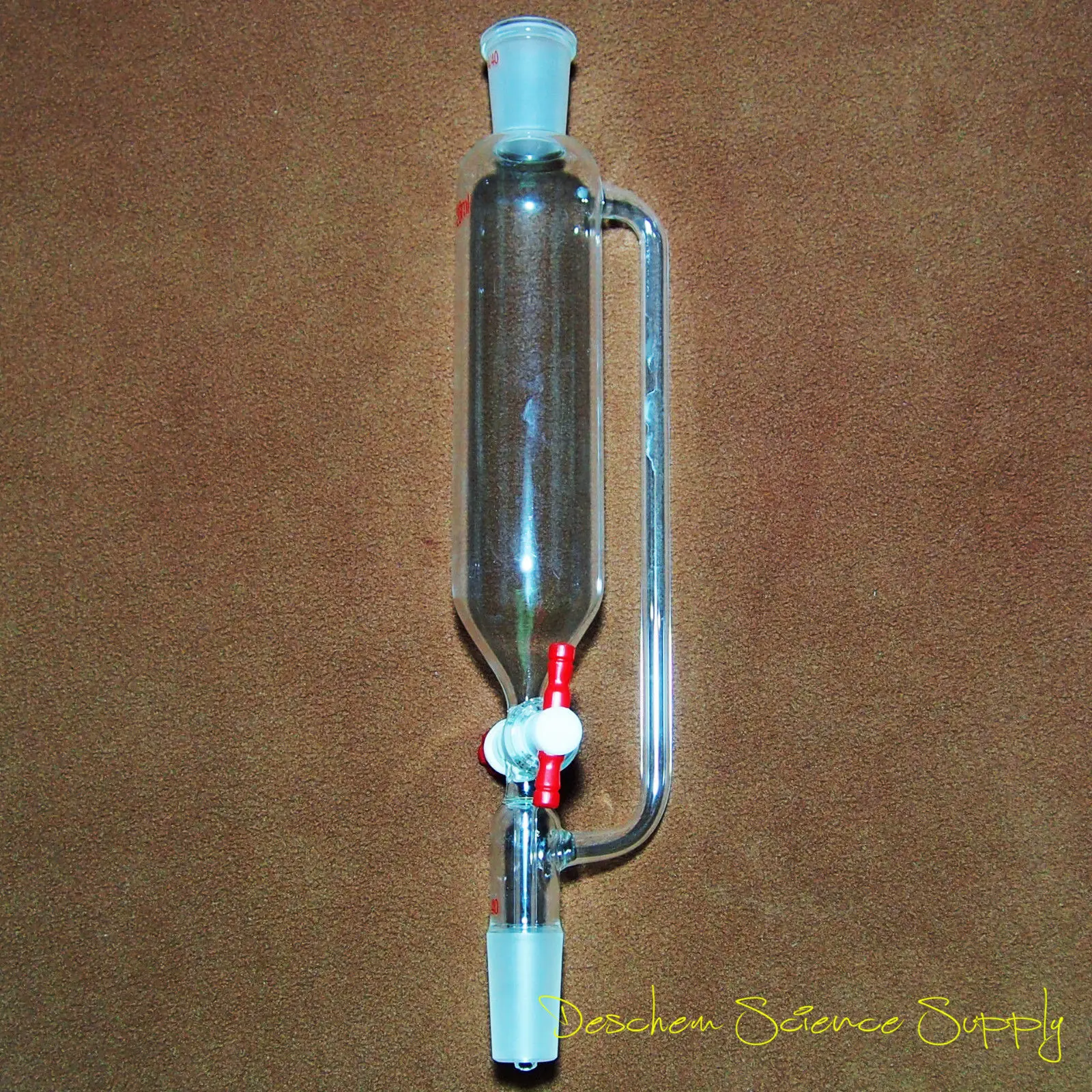 250ml.24/40, 유리 압력 균등화 추가 깔때기, PTFE 스톱콕 포함