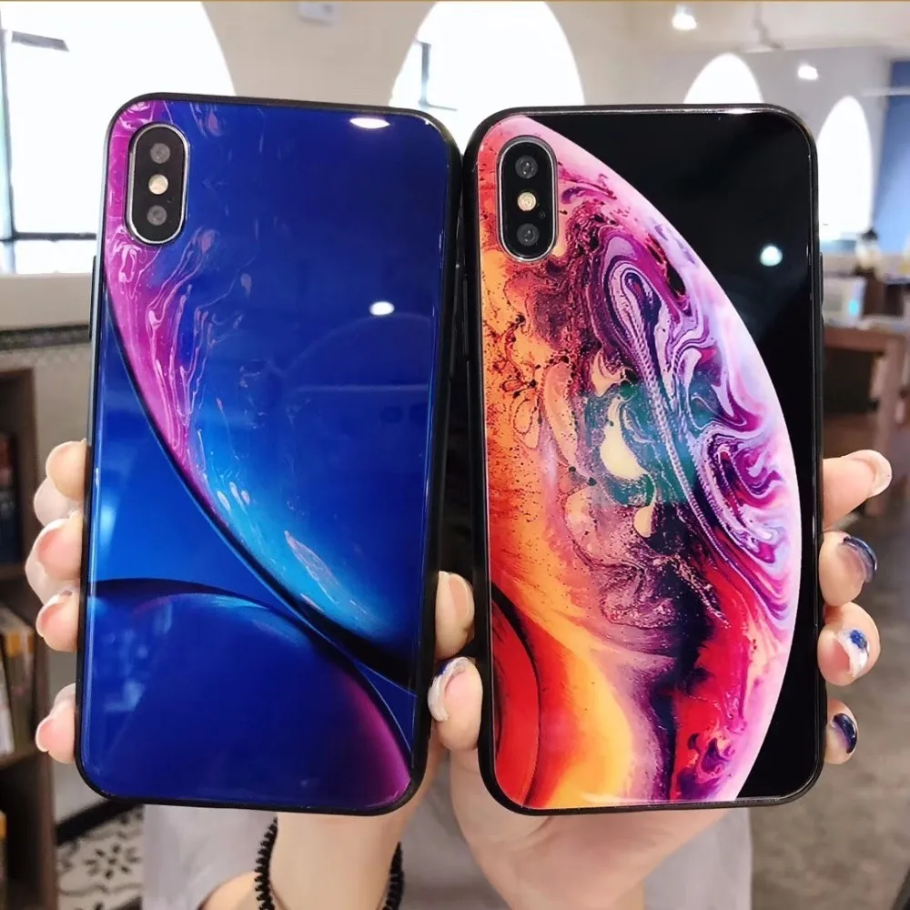 Встроенная крышка для Iphone Xr чехол мраморный Женский Для закаленное стекло 7 8 X Xs Max